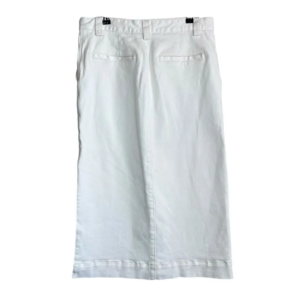 ENZA COSTA Midi Skirt Women 2 Medium White Soft Slouch Denim Straight Pencil - Picture 4 of 7